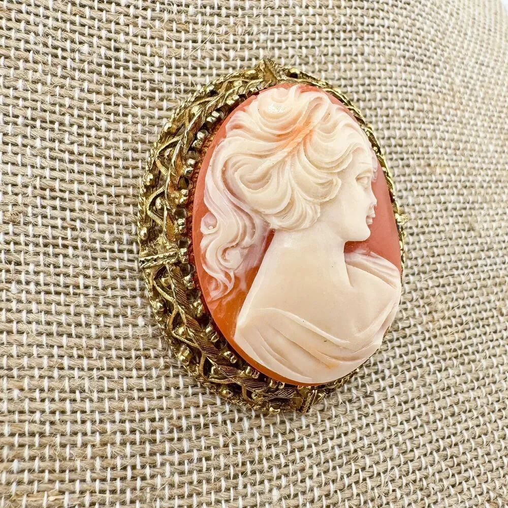 Vintage Cameo Brooch Victorian Elegance Timeless Large Chunky Goth Retro